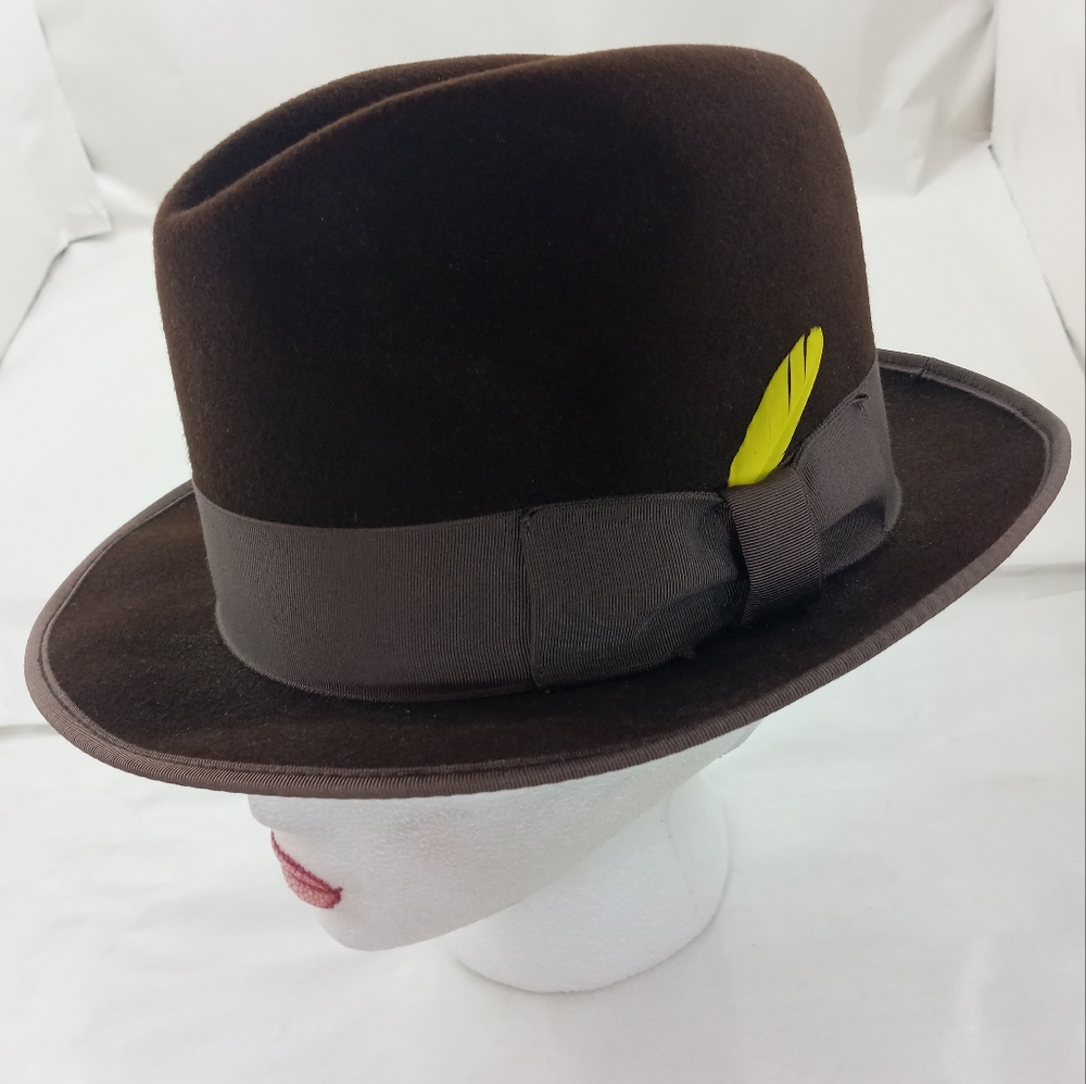 Vintage Wool Fedora Hat Feather Wings Headwear President